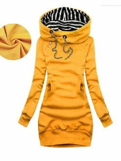 Women's Hoodie Dress Sheath Dress Short Mini Dress Black Yellow Army Green Navy Blue Long Sleeve Pure Color Pocket Fall Winter Hooded Casual Loose 2022 S M L XL XXL 3XL / Casual Dress -LIGHTINTHEBOX Shop gbpoga1664343865682