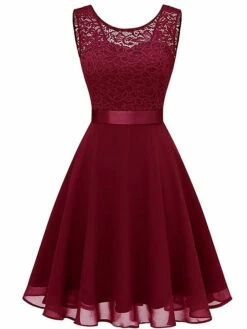 Women‘s Party Dress Lace Dress Knee Length Dress Pink Red Wine Dark Blue Red White Black Sleeveless Pure Color Lace Spring Summer Crew Neck Elegant 2022 XS S M L XL XXL XXXL -LIGHTINTHEBOX Shop gczpba1631946867792