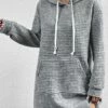 Women's Casual Dress Hoodie Dress Mini Dress Fashion Daily Outdoor Vacation Going Out Crew Neck Pocket Pure Color Pure Color Loose Fit Gray S M L XL XXL