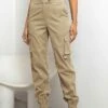 Women's Cargo Pants Sweatpants Joggers Full Length Pocket Micro-elastic High Waist Fashion Streetwear Street Daily Black Khaki XS S Fall Winter