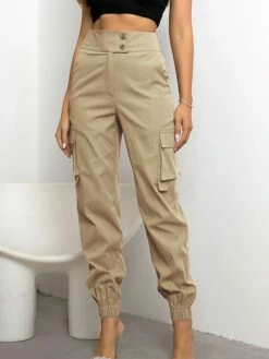 Women's Cargo Pants Sweatpants Joggers Full Length Pocket Micro-elastic High Waist Fashion Streetwear Street Daily Black Khaki XS S Fall Winter