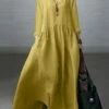 Women's Casual Dress Cotton Dress Swing Dress Maxi Long Dress Cotton Basic Classic Outdoor Daily Vacation V Neck Ruched Long Sleeve Spring Fall Winter 2023 Loose Fit ArmyGreen Black White Plain S M L -LIGHTINTHEBOX Shop gfexbc1692341094242
