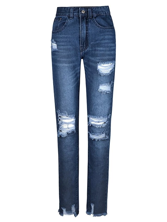 Women‘s Low Rise Jeans Skinny Pants Trousers Full Length Denim Ripped Micro-elastic Mid Waist Fashion Streetwear Street Daily Black Dark Navy S M Fall Winter 21 Women‘s Low Rise Jeans Skinny Pants Trousers Full Length Denim Ripped Micro-elastic Mid Waist Fashion Streetwear Street Daily Black Dark Navy S M Fall Winter - Image 19