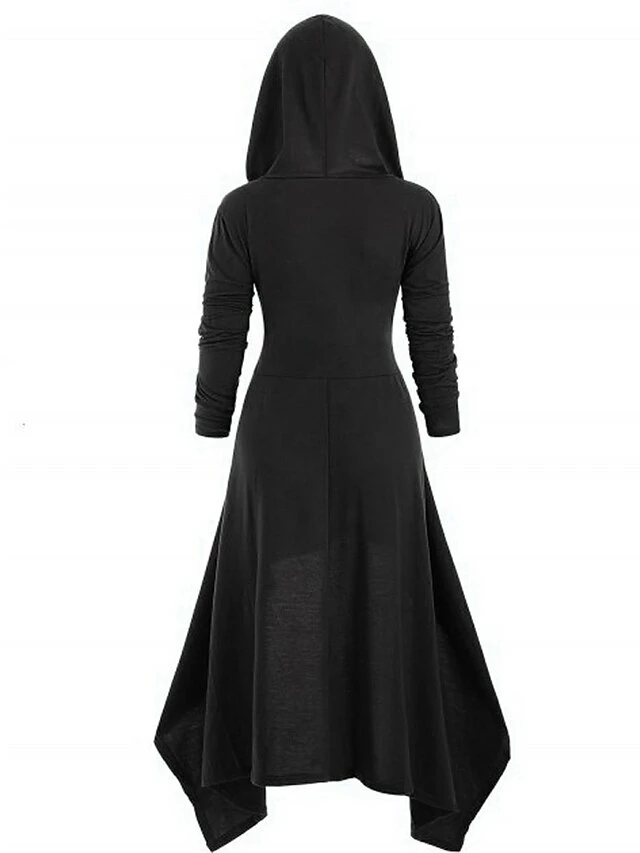 Women‘s Halloween Dress Casual Dress Hoodie Dress Midi Dress Gothic Basic Outdoor Vacation V Neck Pure Color Solid Color Regular Fit Black Red S M L XL XXL 10 Women‘s Halloween Dress Casual Dress Hoodie Dress Midi Dress Gothic Basic Outdoor Vacation V Neck Pure Color Solid Color Regular Fit Black Red S M L XL XXL - Image 8