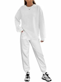 Women's Sweatshirt Tracksuit Black White Pink Solid Color Long Sleeve Casual Holiday Basic Round Neck Loose Fit Fall & Winter