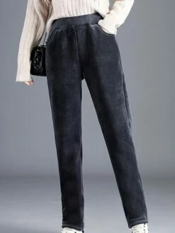 Women's Fleece Pants Pants Trousers Harem Pants Full Length Corduroy Pocket Micro-elastic High Waist Fashion Streetwear Street Daily Black Brown M L Summer Fall -LIGHTINTHEBOX Shop gibdcx1690973673838