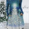 Women's Christmas Work Dress Casual Dress Fashion Winter DressDaily Midi Dress Pocket Print Crew Neck Long Sleeve SnowmanTree Regular Fit Wine Red Navy Blue Fall Winter S M L XL XXL -LIGHTINTHEBOX Shop giphwx1695694717109