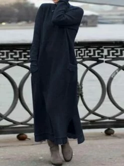 Women's Casual Dress Sweater Dress Sweatshirt Dress Maxi Long Dress Black Army Green Red Long Sleeve Pure Color Pocket Spring Fall Winter Crew Neck Fashion Vacation Fall Dress 2023 S M L XL XXL 3XL -LIGHTINTHEBOX Shop gipyxi1692863140197