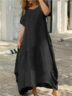 Women's Casual Dress Cotton Linen Dress Swing Dress Maxi Long Dress Cotton Blend Casual Outdoor Daily Date Crew Neck Patchwork Pocket Short Sleeve Summer Spring 2023 Loose Fit Black White Yellow Pure 9 Women's Casual Dress Cotton Linen Dress Swing Dress Maxi Long Dress Cotton Blend Casual Outdoor Daily Date Crew Neck Patchwork Pocket Short Sleeve Summer Spring 2023 Loose Fit Black White Yellow Pure -LIGHTINTHEBOX Shop giyywo1655689427432