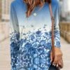 Women's T Shirt Tee Christmas Shirt Yellow Pink Blue Floral Print Long Sleeve Holiday Weekend Basic Christmas Round Neck Regular Fit Floral Painting Spring &Fall -LIGHTINTHEBOX Shop gkbxak1695291071828