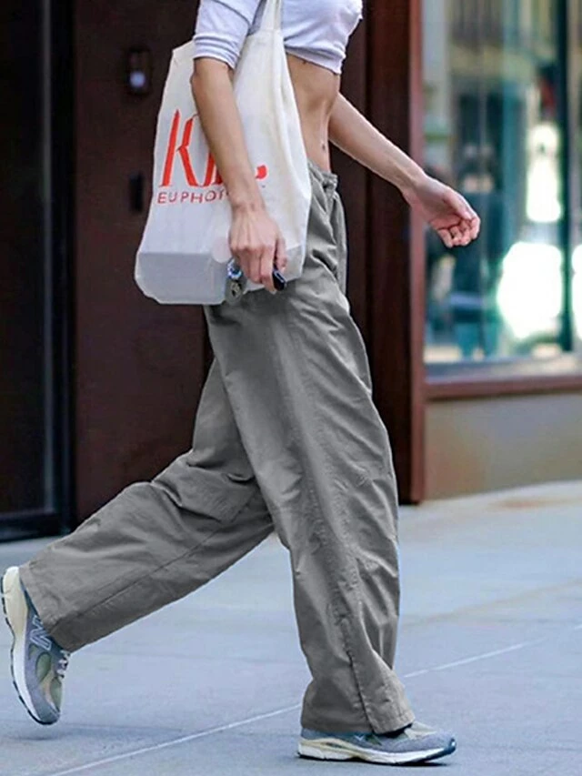 Women's Sweatpants Chinos Pants Trousers Grey Low Waist Fashion Streetwear Holiday Daily Wear Going Out Pocket Full Length Breathability Plain S M L 6 Women's Sweatpants Chinos Pants Trousers Grey Low Waist Fashion Streetwear Holiday Daily Wear Going Out Pocket Full Length Breathability Plain S M L - Image 4