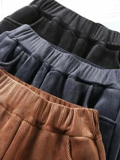 Women's Fleece Pants Pants Trousers Harem Pants Full Length Corduroy Pocket Micro-elastic High Waist Fashion Streetwear Street Daily Black Brown M L Summer Fall -LIGHTINTHEBOX Shop gkotuv1690973666842