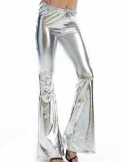 Women's Bootcut Bell Bottom Pants Trousers Full Length Micro-elastic Mid Waist Fashion Streetwear Party Going Out Silver Sillver Gray S M Summer Fall -LIGHTINTHEBOX Shop gldsjg1692863135636