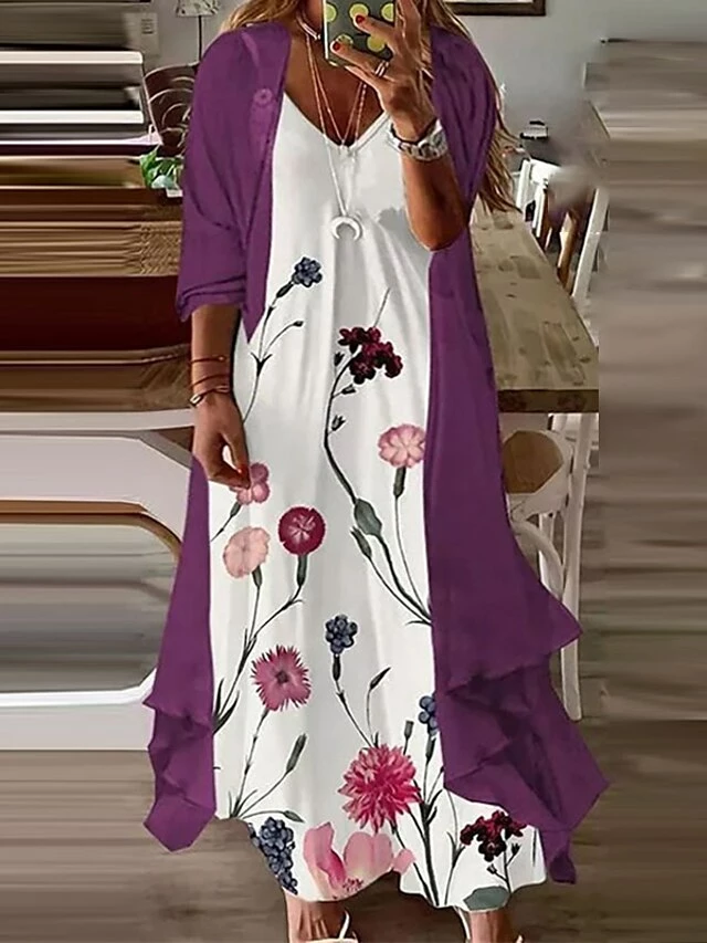 Women‘s Plus Size Curve Elegant Apple Shaped Dress Wedding Guest Casual Dress Floral V Neck Print Sleeve Spring Fall Casual Maxi Long Dress Casual Daily Dress 3 Women‘s Plus Size Curve Elegant Apple Shaped Dress Wedding Guest Casual Dress Floral V Neck Print Sleeve Spring Fall Casual Maxi Long Dress Casual Daily Dress