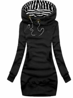 Women's Hoodie Dress Sheath Dress Short Mini Dress Black Yellow Army Green Navy Blue Long Sleeve Pure Color Pocket Fall Winter Hooded Casual Loose 2022 S M L XL XXL 3XL / Casual Dress -LIGHTINTHEBOX Shop gmanjd1659677076500