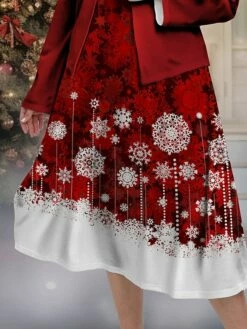 Women's Plus Size Curve Christmas Dress Casual Dress Dress Set Snowflake Midi Dress Long Sleeve Print Crew Neck Fashion Outdoor Wine Fall Winter L XL XXL 3XL 4XL -LIGHTINTHEBOX Shop gmqczv1697632691109