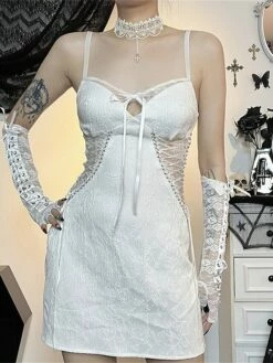 Women's Party Dress Cocktail Dress Bodycon Mini Dress White Sleeveless Pure Color Lace Up Spring Fall Winter Spaghetti Strap Fashion Halloween Birthday Wedding Guest 2023 S M L -LIGHTINTHEBOX Shop gnbahy1693886982612