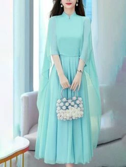 Women's Two Piece Dress Set Casual Dress Outdoor Daily Streetwear Modern Ruched Midi Dress V Neck 3/4 Length Sleeve Plain Regular Fit White Light Green Dark Pink Summer Spring S M L XL XXL -LIGHTINTHEBOX Shop gohdnv1678430735728