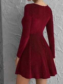 Women's Party Dress Velvet Dress Wedding Guest Dress Mini Dress Wine Long Sleeve Pure Color Ruched Spring Fall Winter Square Neck Fashion Winter Dress Evening Party Wedding Guest 2023 S M L XL -LIGHTINTHEBOX Shop gonoiv1692588653696