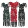 Women's Retro 1920s Fringe Dress Midi Dress Party Halloween Sequins Tassel Fringe Floral V Neck Short Sleeve Regular Fit Spring Fall 2023 Silver Red S M L XL -LIGHTINTHEBOX Shop goxykz1692856705468
