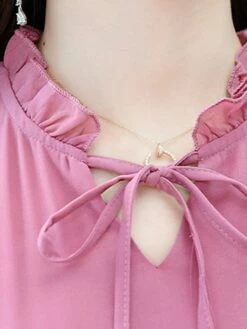 Women's Long Dress Maxi Dress Casual Dress Chiffon Dress Black Dress Plain Streetwear Casual Outdoor Daily Holiday Lace Up Ruched Long Sleeve Crew Neck Dress Regular Fit Black Pink Red Summer Spring -LIGHTINTHEBOX Shop gpfage1678270480572