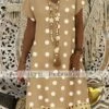 Women's Casual Dress Shift Dress Midi Dress Yellow Blue Khaki Short Sleeve Polka Dot Print Summer Spring V Neck Basic Vacation Summer Dress Spring Dress 2023 S M L XL XXL 3XL 4XL 5XL