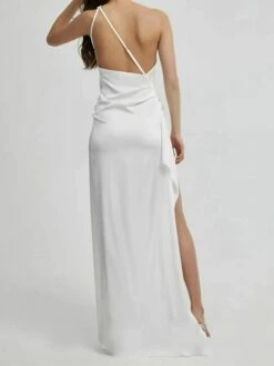 Women's Party Dress Satin Dress Sheath Dress Long Dress Maxi Dress Black Wine Beige Sleeveless Pure Color Backless Spring Summer One Shoulder Modern Slim 2023 S M L XL -LIGHTINTHEBOX Shop gqixly1650019492778