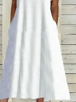 Women's Casual Dress Shift Dress A Line Dress Plain Lace Pocket Crew Neck Cold Shoulder Midi Dress Fashion Elegant Outdoor Daily Short Sleeve Loose Fit White Summer Spring S M L XL XXL -LIGHTINTHEBOX Shop gsdngd1682076909636