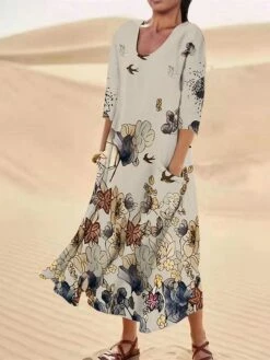 Women's Casual Dress Cotton Linen Dress Midi Dress Polyester Fashion Casual Daily Outdoor Daily Vacation Crew Neck Pocket Print Half Sleeve Summer Spring Fall 2023 Loose Fit ArmyGreen White Red Leaf 12 Women's Casual Dress Cotton Linen Dress Midi Dress Polyester Fashion Casual Daily Outdoor Daily Vacation Crew Neck Pocket Print Half Sleeve Summer Spring Fall 2023 Loose Fit ArmyGreen White Red Leaf -LIGHTINTHEBOX Shop gsstue1690365371362