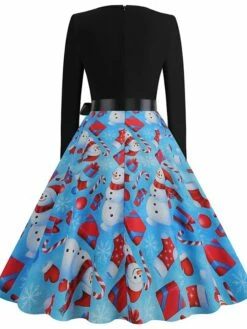 Women's Christmas Casual Dress Swing Dress Vintage Dress Midi Dress Green Blue Royal Blue Long Sleeve Color Block Bow Winter Fall Autumn V Neck Slim 2022 S M L XL XXL 3XL -LIGHTINTHEBOX Shop gsvody1666761742209