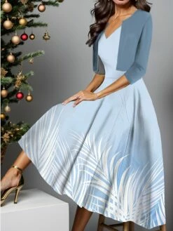 Women's Two Piece Dress Set Casual Dress Swing Dress Outdoor Daily Fashion Elegant Print Midi Dress V Neck Half Sleeve Leaf Regular Fit Pink Blue Green Fall Winter S M L XL XXL 7 Women's Two Piece Dress Set Casual Dress Swing Dress Outdoor Daily Fashion Elegant Print Midi Dress V Neck Half Sleeve Leaf Regular Fit Pink Blue Green Fall Winter S M L XL XXL -LIGHTINTHEBOX Shop gswedz1697424507477