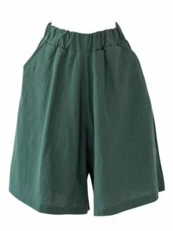 Women's Wide Leg Shorts Burmuda Shorts Faux Linen Black Red Navy Blue Fashion Casual Daily Side Pockets Wide Leg Knee Length Comfort Solid Color M L XL 2XL 3XL -LIGHTINTHEBOX Shop gtmvxp1678092963531