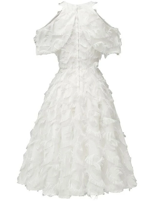 Women's Party Dress Fringe Dress Lace Dress Midi Dress White Wine Short Sleeve Pure Color Tassel Fringe Spring Fall Winter Strapless Fashion Winter Dress Wedding Guest Vacation 2023 S M L XL XXL 4 Women's Party Dress Fringe Dress Lace Dress Midi Dress White Wine Short Sleeve Pure Color Tassel Fringe Spring Fall Winter Strapless Fashion Winter Dress Wedding Guest Vacation 2023 S M L XL XXL - Image 2