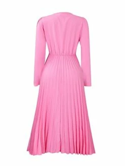Women's Work Dress Sheath Dress Swing Dress Fashion Winter Dress Office Daily Midi Dress Lace Up Pleated V Neck Long Sleeve Plain Regular Fit Black Yellow Pink Fall Winter S M L XL XXL -LIGHTINTHEBOX Shop guxcxt1695027372573