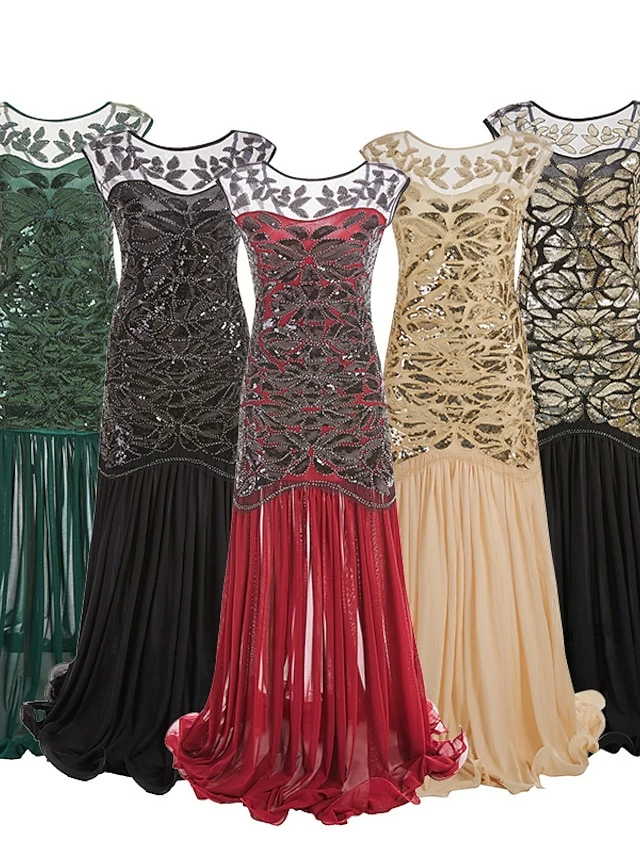 Women's Retro 1920s Sequin Dress Long Dress Maxi Dress Party Halloween Sequins Ruffle Leaf Crewneck Sleeveless Regular Fit Spring Fall 2023 Black Red S M L XL 3 Women's Retro 1920s Sequin Dress Long Dress Maxi Dress Party Halloween Sequins Ruffle Leaf Crewneck Sleeveless Regular Fit Spring Fall 2023 Black Red S M L XL