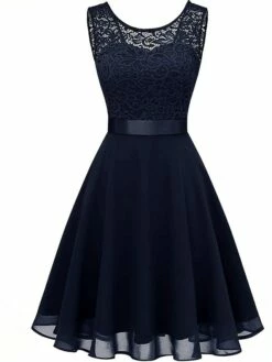 Women‘s Party Dress Lace Dress Knee Length Dress Pink Red Wine Dark Blue Red White Black Sleeveless Pure Color Lace Spring Summer Crew Neck Elegant 2022 XS S M L XL XXL XXXL