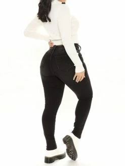 Women's Jeans Slim Pants Trousers Full Length Fashion Streetwear Street Daily Black Dark Blue S M Fall Winter -LIGHTINTHEBOX Shop gyjztg1693986763157