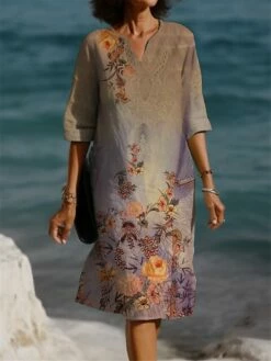 Women's Casual Dress Summer Dress Print Dress Floral Print V Neck Mini Dress Fashion Streetwear Outdoor Daily 3/4 Length Sleeve Loose Fit Yellow Blue Purple Summer Spring S M L XL XXL 8 Women's Casual Dress Summer Dress Print Dress Floral Print V Neck Mini Dress Fashion Streetwear Outdoor Daily 3/4 Length Sleeve Loose Fit Yellow Blue Purple Summer Spring S M L XL XXL -LIGHTINTHEBOX Shop gyoaxb1691148059587