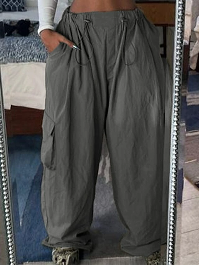 Women‘s Cargo Parachute pants Wide Leg Trousers Full Length Fashion Streetwear Street Daily Grey XS S Fall Winter 7 Women‘s Cargo Parachute pants Wide Leg Trousers Full Length Fashion Streetwear Street Daily Grey XS S Fall Winter - Image 5