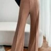 Women‘s Bell Bottom Dress Pants Trousers Full Length Micro-elastic Mid Waist Fashion Streetwear Street Daily Rice White Black S M Fall Winter -LIGHTINTHEBOX Shop gyzksv1693466757278