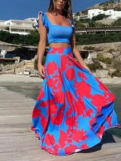 Women's Crop Top Tank Top Skirt Sets Distressed Blue Yellow Holiday Vacation Floral Ruffle Print Off Shoulder S M L XL XXL 11 Women's Crop Top Tank Top Skirt Sets Distressed Blue Yellow Holiday Vacation Floral Ruffle Print Off Shoulder S M L XL XXL -LIGHTINTHEBOX Shop hbikgw1645680156113