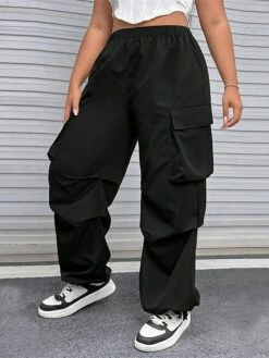 Women‘s Cargo Parachute pants Trousers Full Length Fashion Streetwear Street Daily Black XL 2XL Fall Winter -LIGHTINTHEBOX Shop hbyacc1694510085696