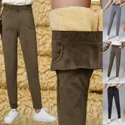 Women's Pants Trousers Fleece Solid Color Warm Ups Thick Winter Brown Grey Black -LIGHTINTHEBOX Shop hcfjeh1668155941416