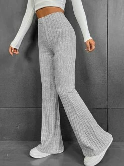 Women's Bootcut Pants Trousers Flare Leggings Full Length Stripe Micro-elastic High Waist Fashion Streetwear Street Daily Grey Green S M Fall Winter