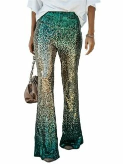 Women's Flared Pants Pants Trousers Black Silvery Blue High Waist Fashion Streetwear Party Street Daily Sequins Micro-elastic Full Length Breathability Gradient S M L XL 2XL -LIGHTINTHEBOX Shop hdcrbp1691564850252
