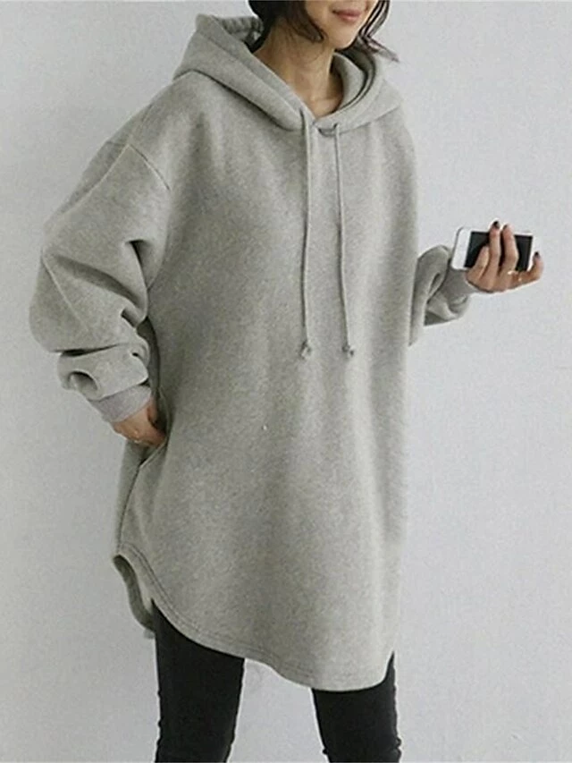 Women's Casual Dress Hoodie Dress Winter Dress Mini Dress Ruched Outdoor Street Daily Fashion Streetwear Hooded Long Sleeve 2023 Loose Fit Black Royal Blue Gray Color S M L XL XXL Size 5 Women's Casual Dress Hoodie Dress Winter Dress Mini Dress Ruched Outdoor Street Daily Fashion Streetwear Hooded Long Sleeve 2023 Loose Fit Black Royal Blue Gray Color S M L XL XXL Size - Image 3