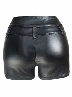 Women's Shorts Hot Pants Faux Leather Black Mid Waist Fashion Party Daily Weekend Pocket Micro-elastic Short Comfort Plain S M L XL XXL -LIGHTINTHEBOX Shop hdzwwc1639144232130
