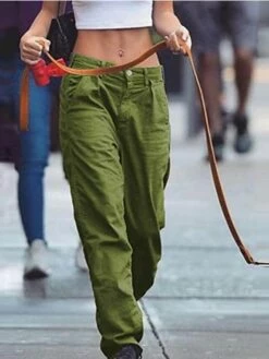 Women's Cargo Pants Wide Leg Chinos Full Length Baggy Mid Waist Streetwear Basic Daily Black Army Green S M Summer Spring &Fall -LIGHTINTHEBOX Shop hejpgp1629255441486
