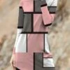 Women's Work Dress Casual Dress Fashion Winter Dress Daily Mini Dress Print Crew Neck Long Sleeve Geometric Plaid Regular Fit Pink Green Gray Fall Winter S M L XL XXL