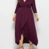 Women's Plus Size Work Dress Black Dress A Line Dress Fashion Long Dress Maxi Dress Ruched V Neck Long Sleeve Plain Loose Fit Black Wine Dark Green Fall XL XXL 3XL 4XL